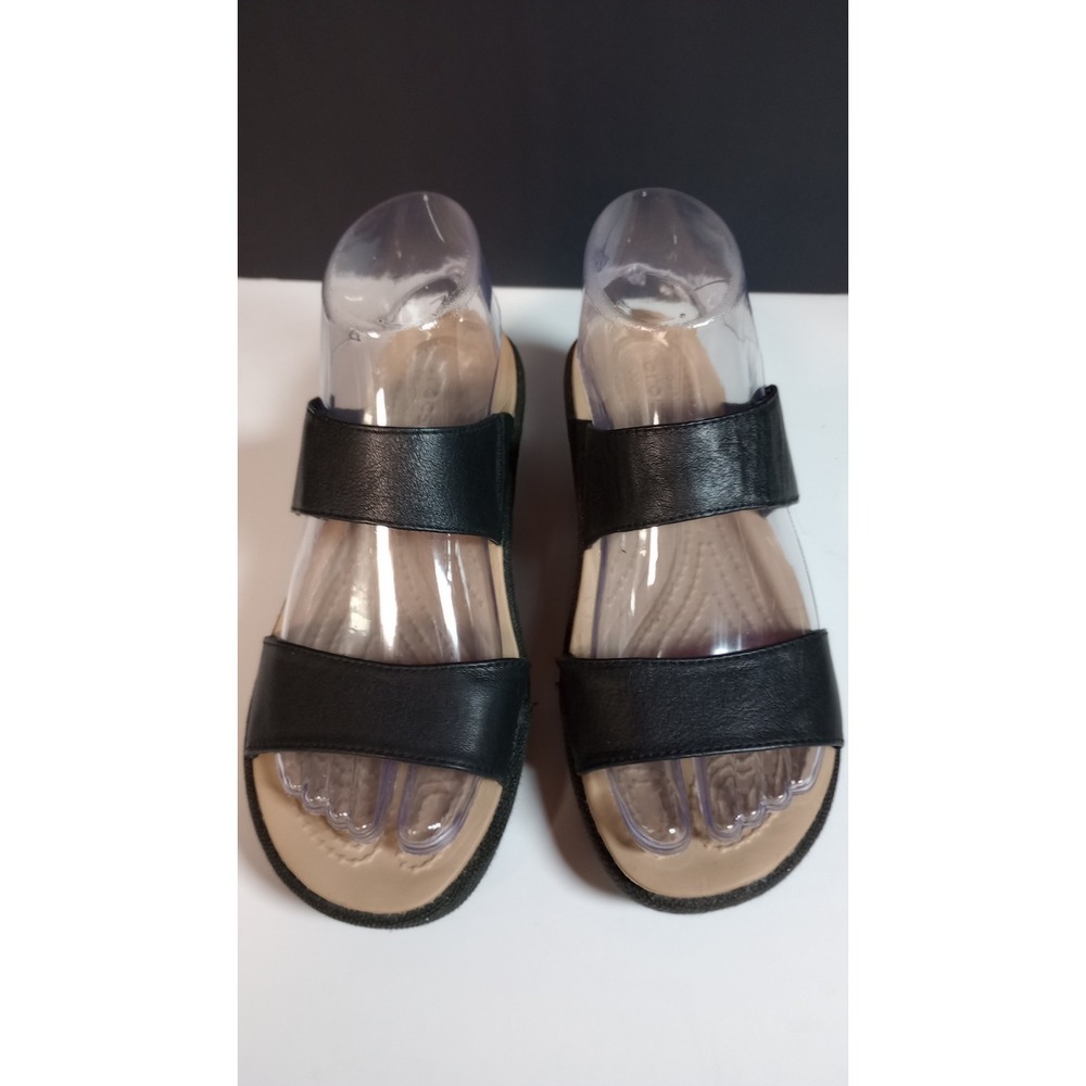Womens Black Crocs Comfort Wedge Sandels Size 6 - Picture 4 of 8